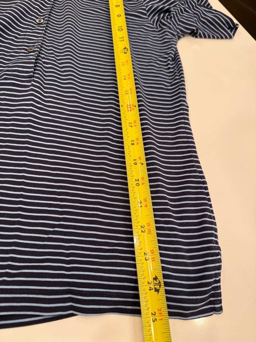 Tory Burch Sport Navy and White Striped Polo Shirt - Picture 8 of 8
